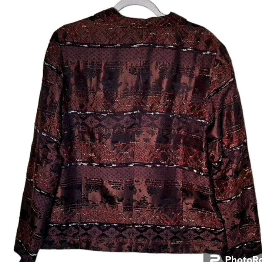 Vintage Coldwater Creek Brown and Black Brocade-Like Jacket Size XL EUC - Picture 2 of 5